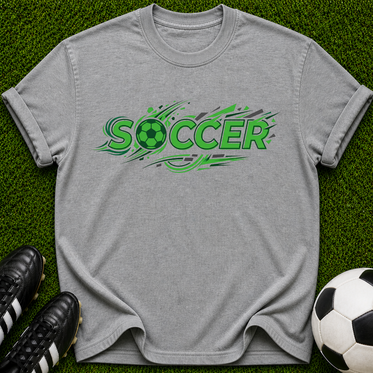 Green Soccer Retro Logo T-Shirt | Soccer Ball Graphic Tee