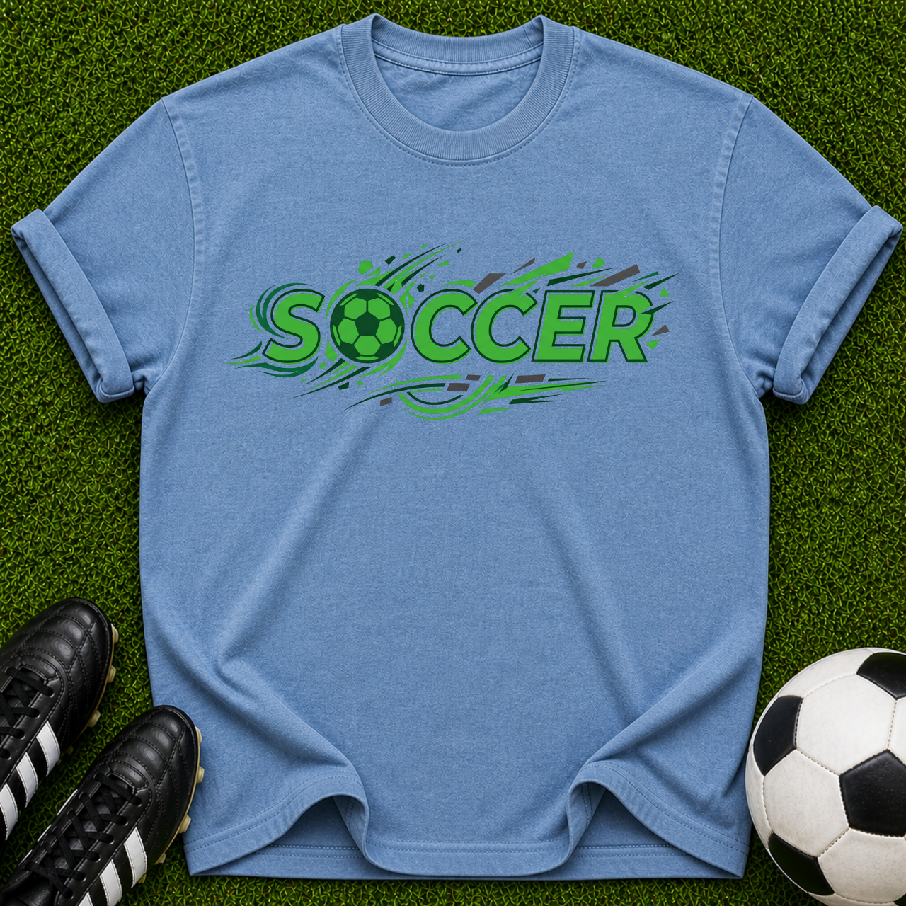 Green Soccer Retro Logo T-Shirt | Soccer Ball Graphic Tee