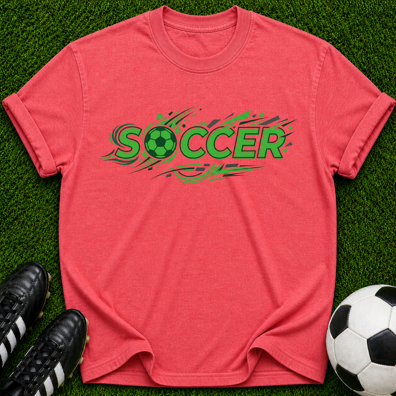 Green Soccer Retro Logo T-Shirt | Soccer Ball Graphic Tee