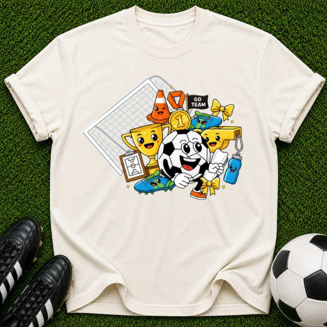 Retro Soccer Mascot collage T-shirt
