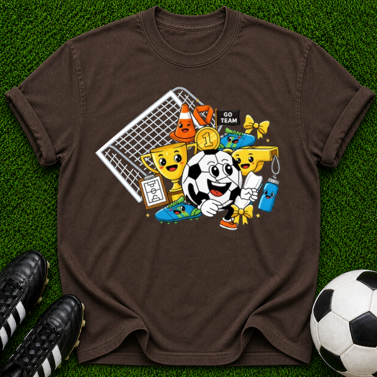 Retro Soccer Mascot collage T-shirt