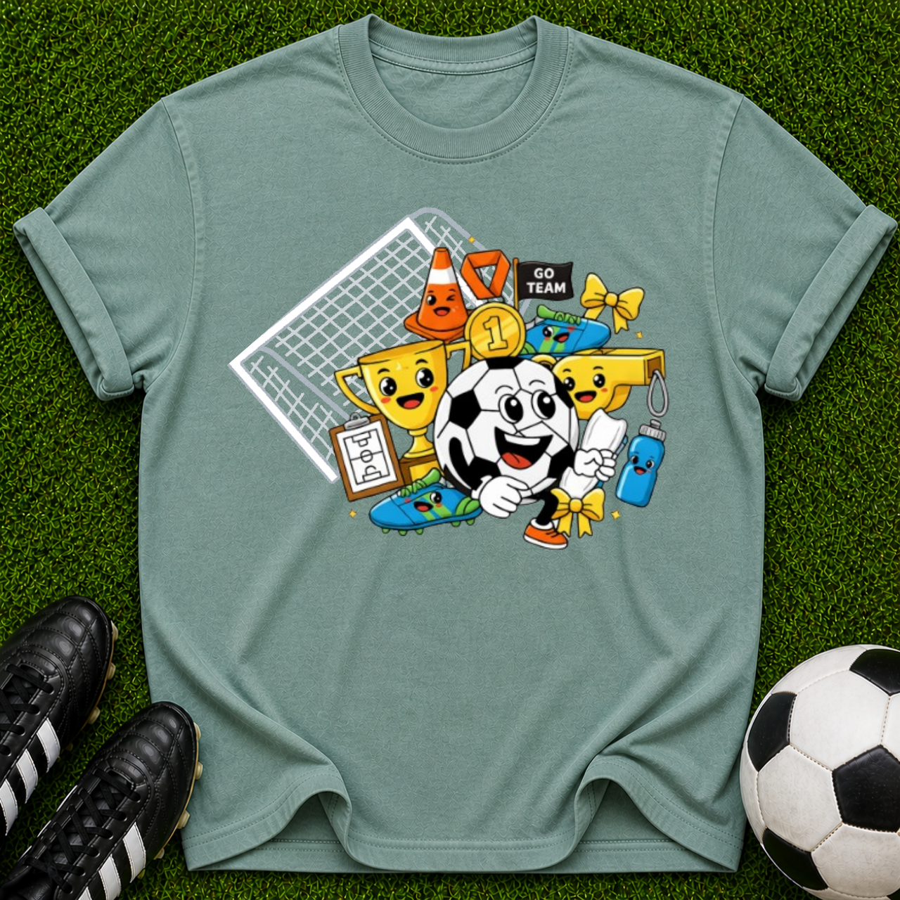 Retro Soccer Mascot collage T-shirt