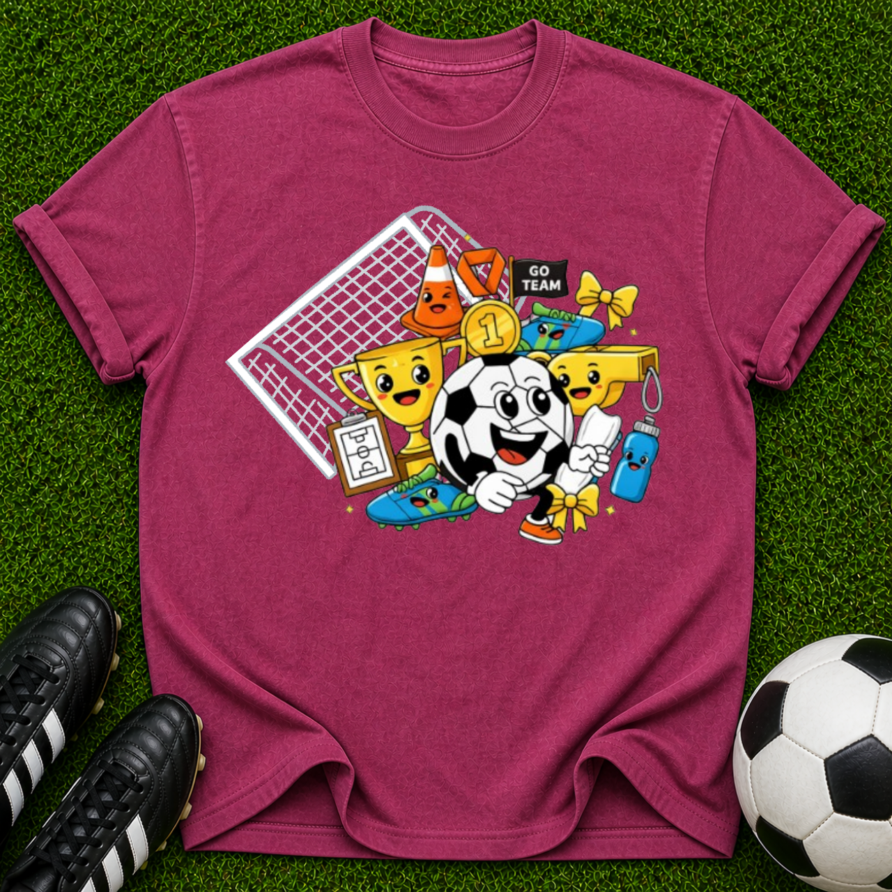Retro Soccer Mascot collage T-shirt
