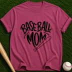 Baseball Mom T-Shirt | Script Logo with Bat and Stitch Details