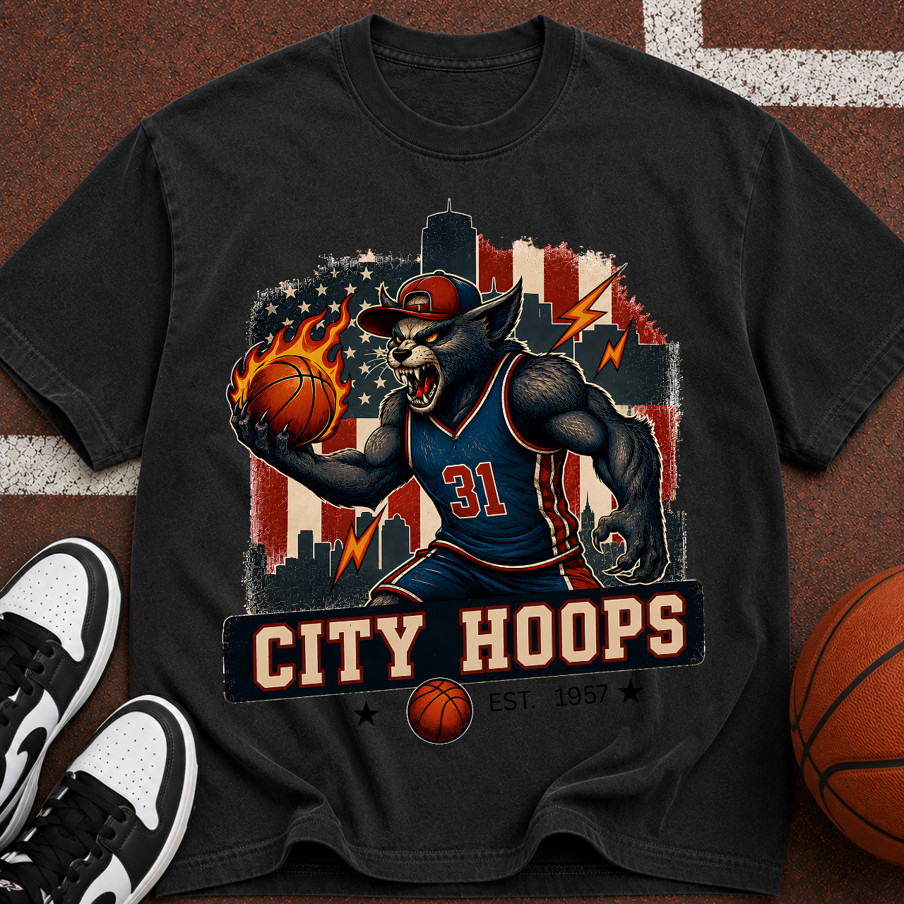 City Hoops Demon Basketball Player T-shirt