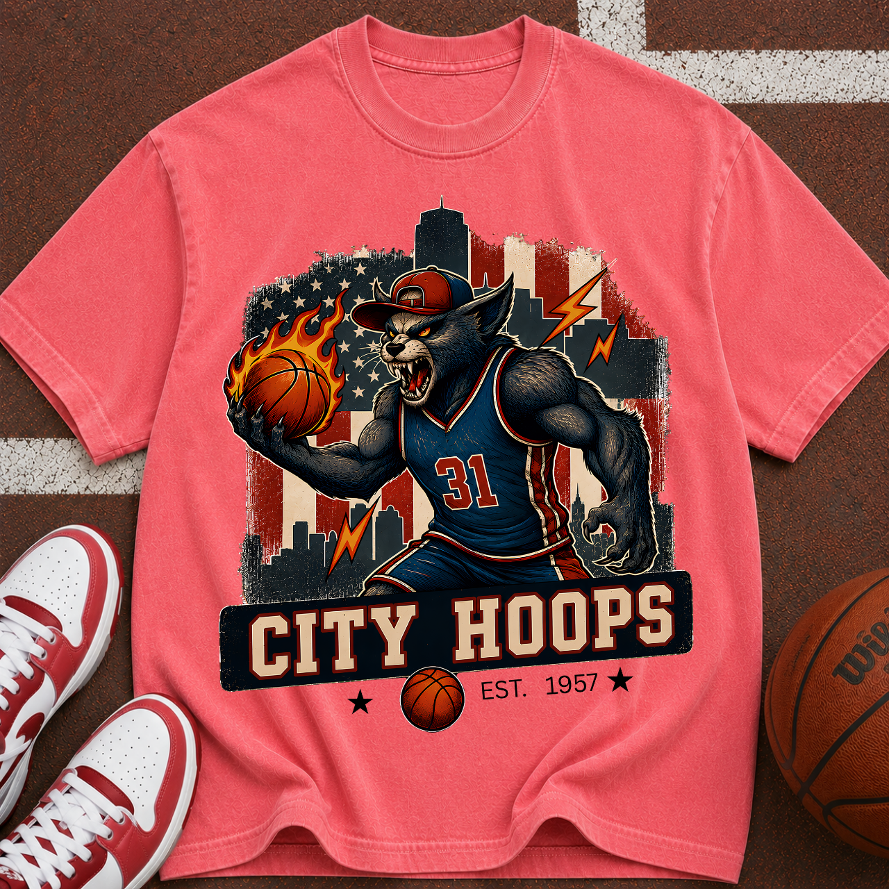 City Hoops Demon Basketball Player T-shirt