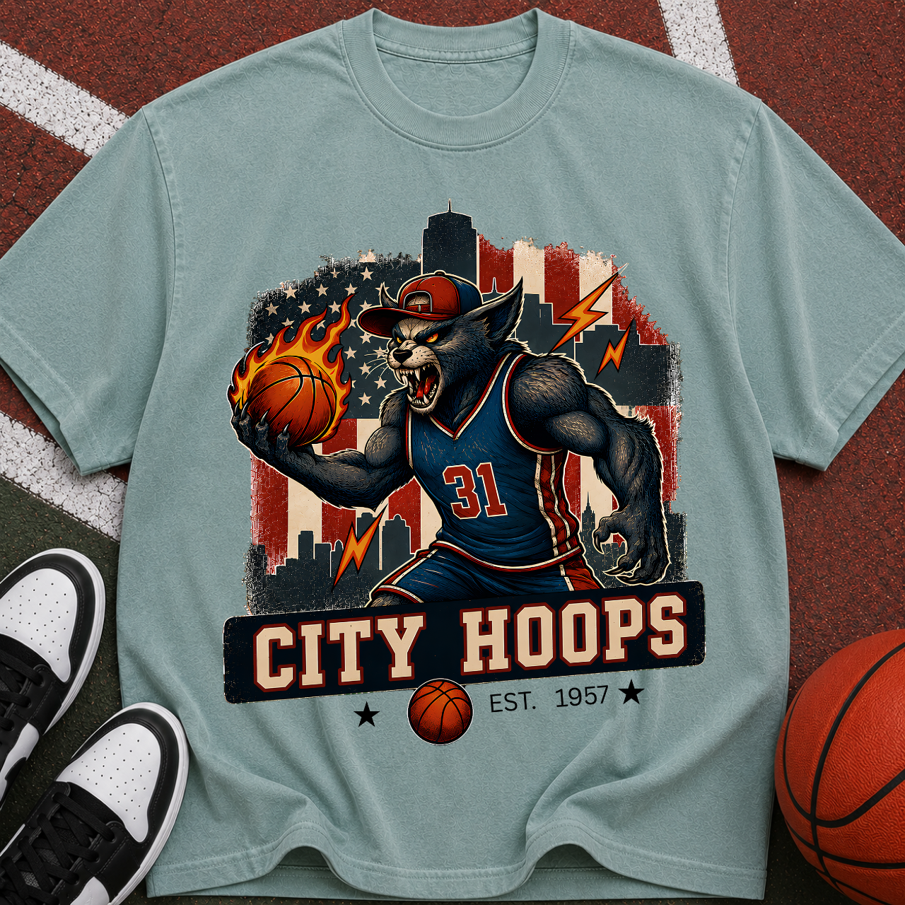 City Hoops Demon Basketball Player T-shirt