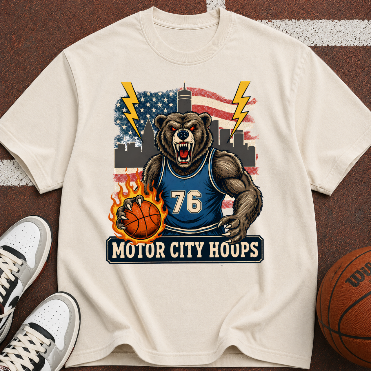 Motor City Hoops Bear Basketball T-shirt