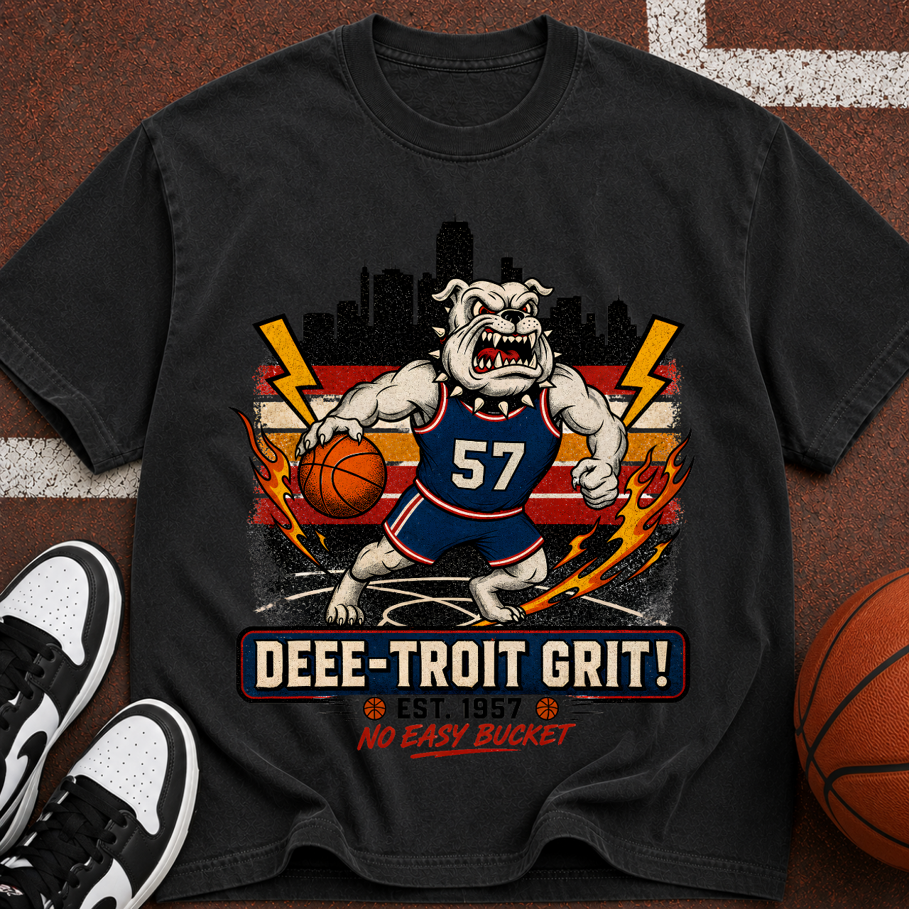 Detroit Grit Bulldog Basketball T-Shirt