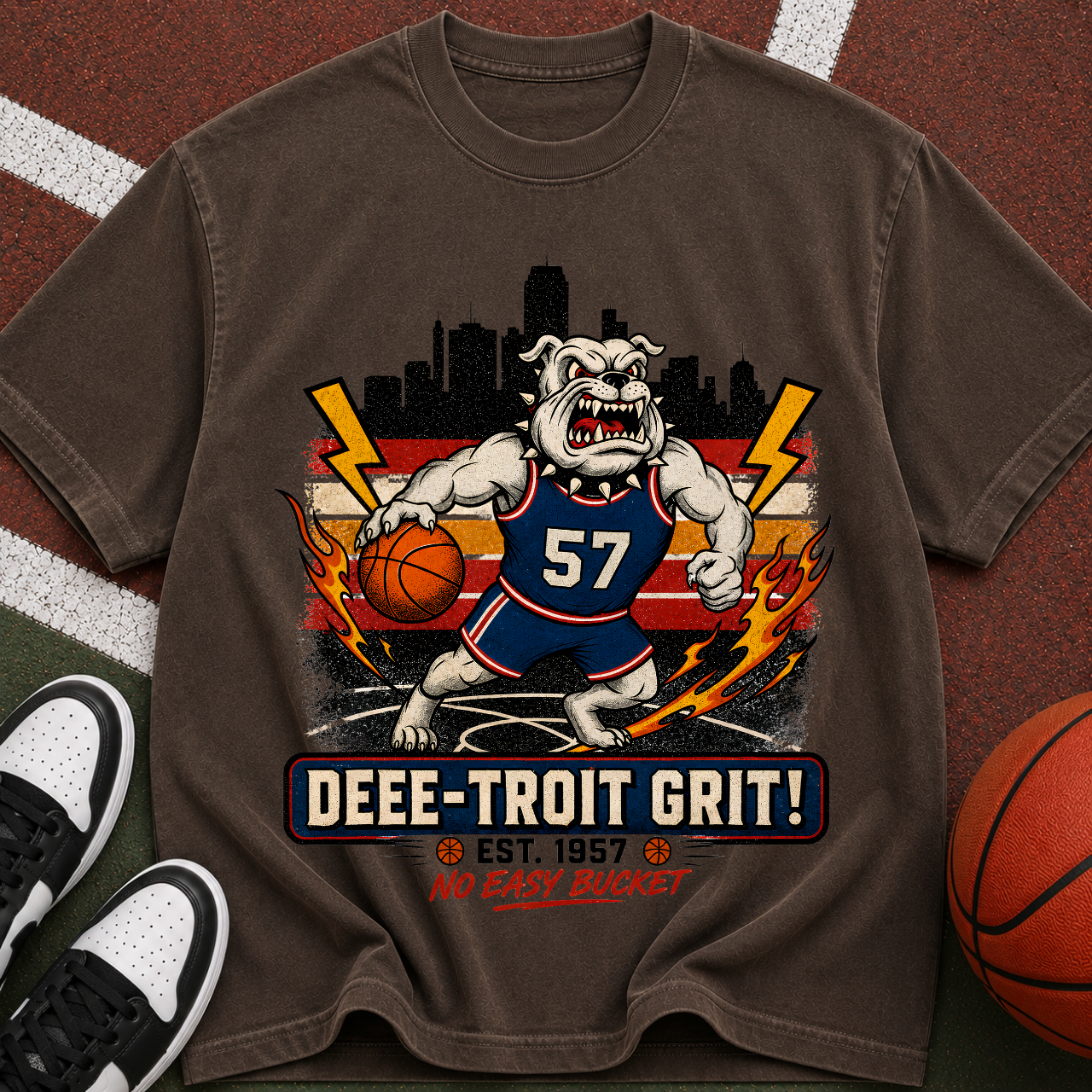 Detroit Grit Bulldog Basketball T-Shirt