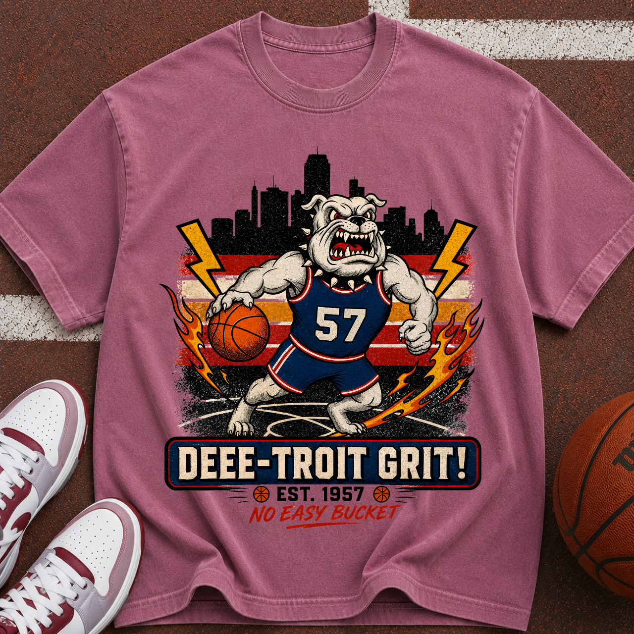 Detroit Grit Bulldog Basketball T-Shirt