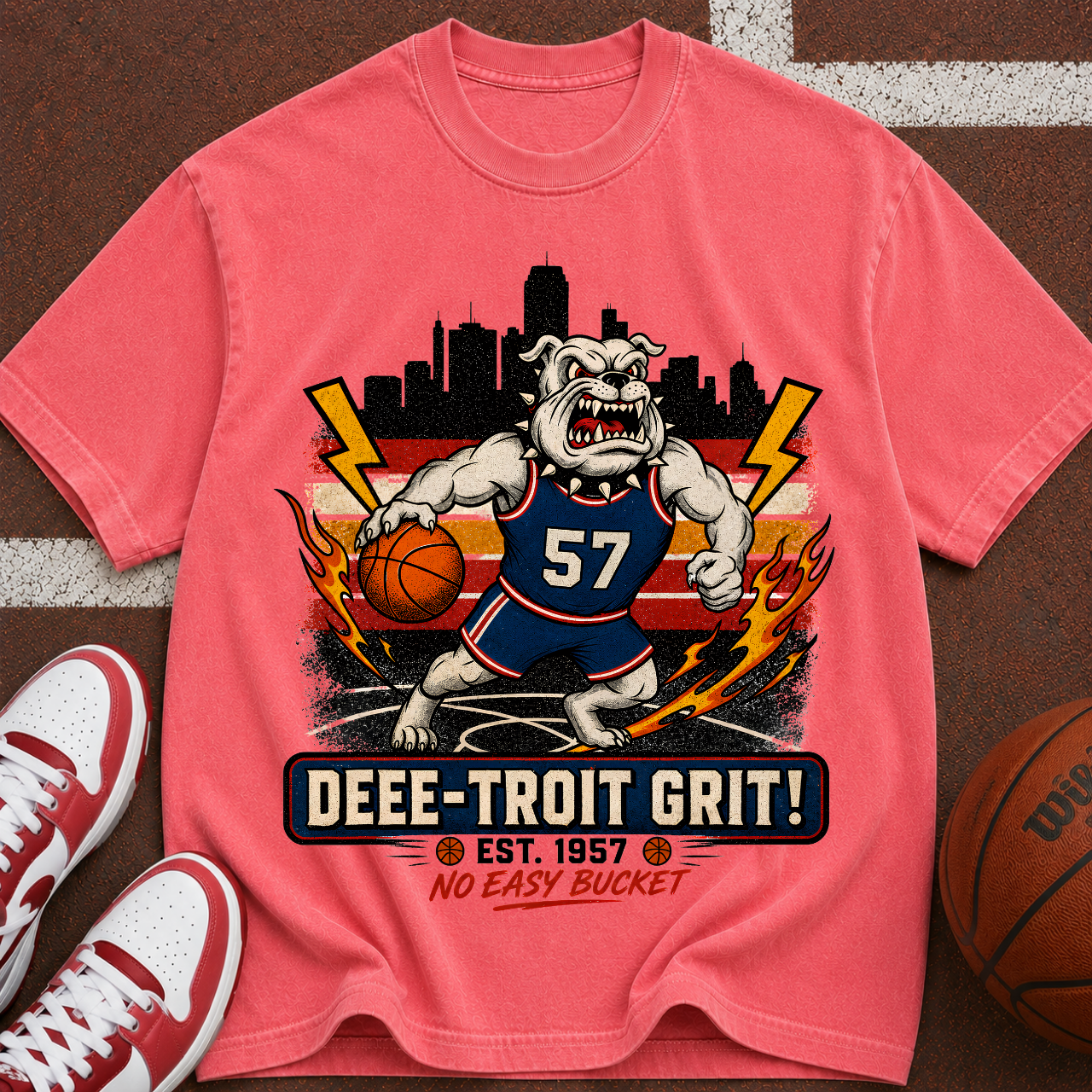 Detroit Grit Bulldog Basketball T-Shirt