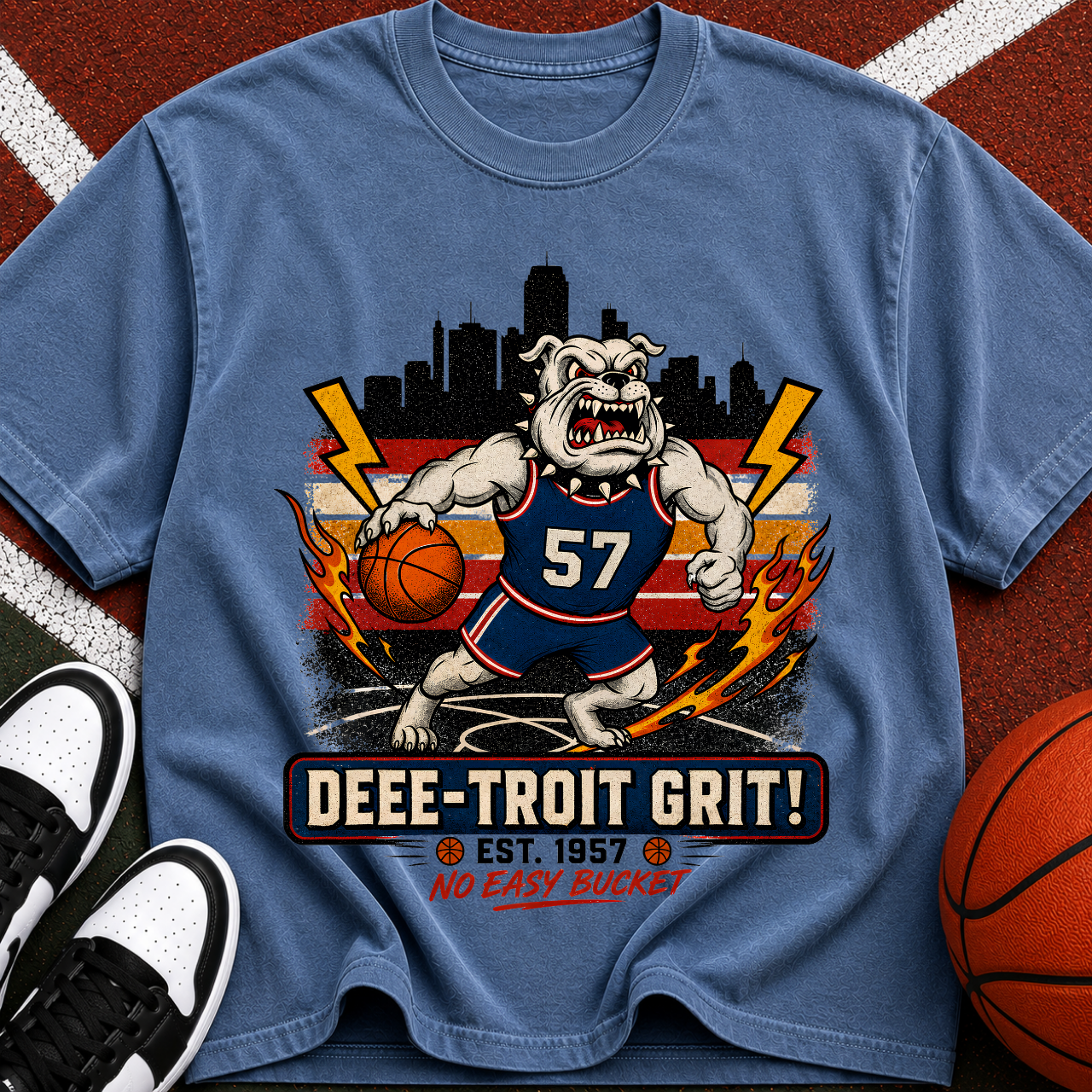 Detroit Grit Bulldog Basketball T-Shirt