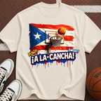 Puerto Rico Basketball Flag graphic T-Shirt | ¡A La Cancha! street art design