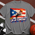 Puerto Rico Basketball Flag graphic T-Shirt | ¡A La Cancha! street art design