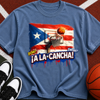 Puerto Rico Basketball Flag graphic T-Shirt | ¡A La Cancha! street art design