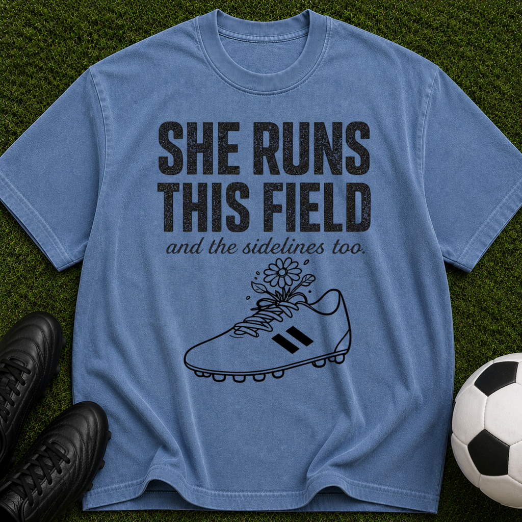 She Runs This Field Soccer T-Shirt — Women's Soccer Coach & Player Gift
