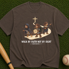 Faith Walk Dachshund T-Shirt — "Walk by Faith Not by Sight" Christian Tee