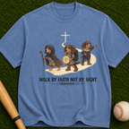 Faith Walk Dachshund T-Shirt — "Walk by Faith Not by Sight" Christian Tee