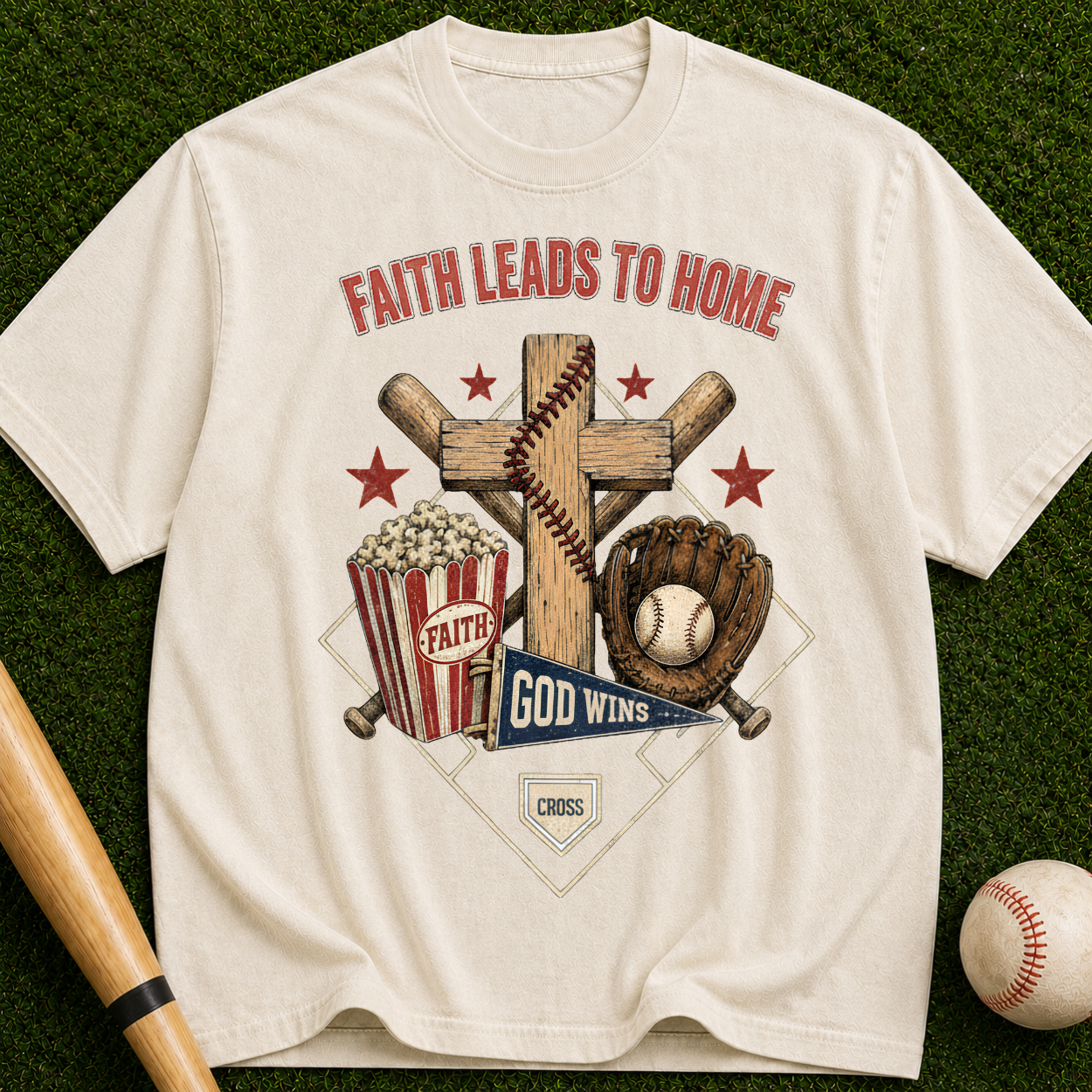 Faith Leads to Home T-Shirt — Christian Baseball & Faith Graphic Tee