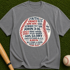 Faith & Baseball Word Art T-Shirt — John 3:16 Christian Sports Tee