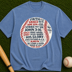 Faith & Baseball Word Art T-Shirt — John 3:16 Christian Sports Tee