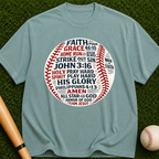 Faith & Baseball Word Art T-Shirt — John 3:16 Christian Sports Tee