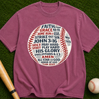 Faith & Baseball Word Art T-Shirt — John 3:16 Christian Sports Tee