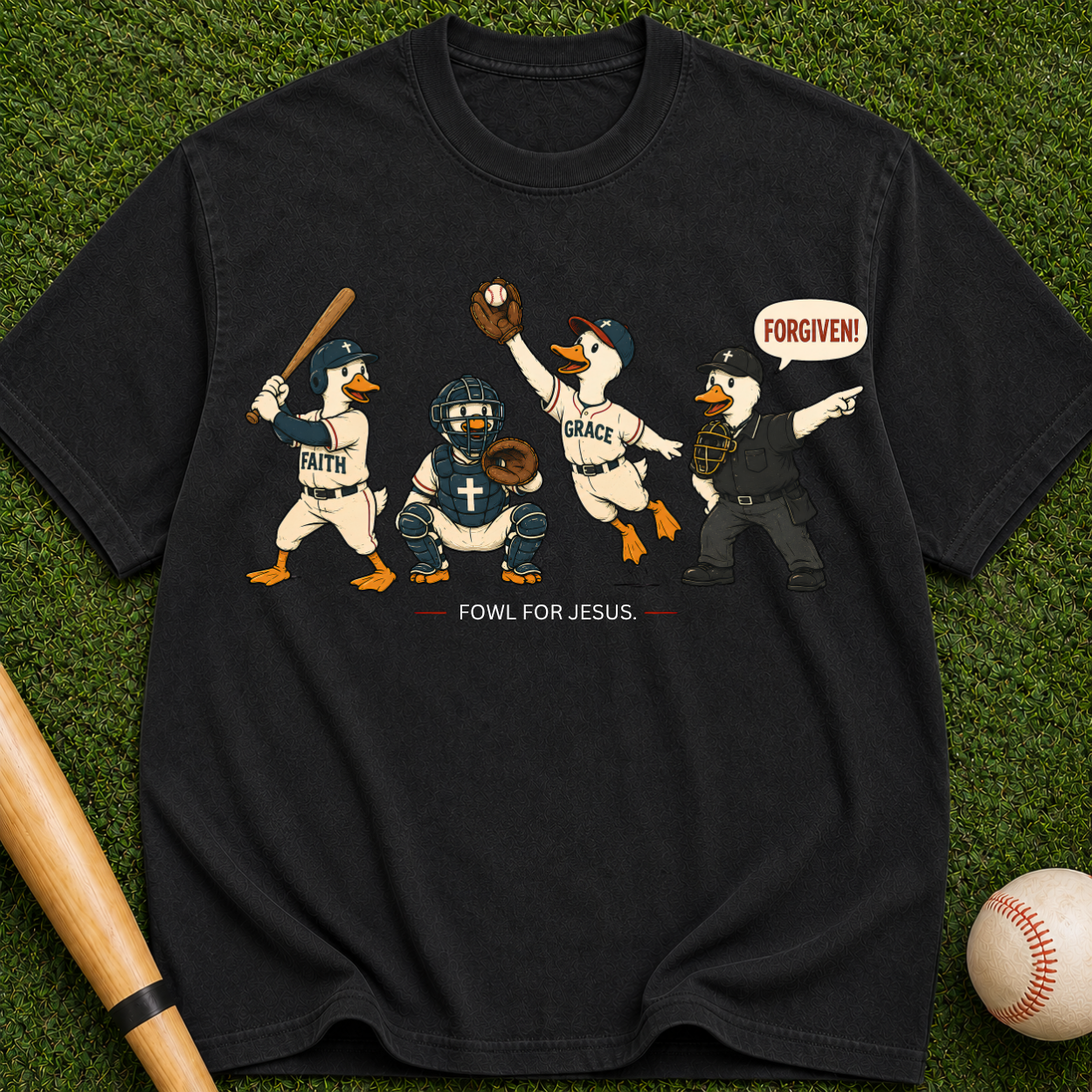 Baseball Players Vintage Graphic Tee — 'Proud for Jesus' Christian Sports Shirt