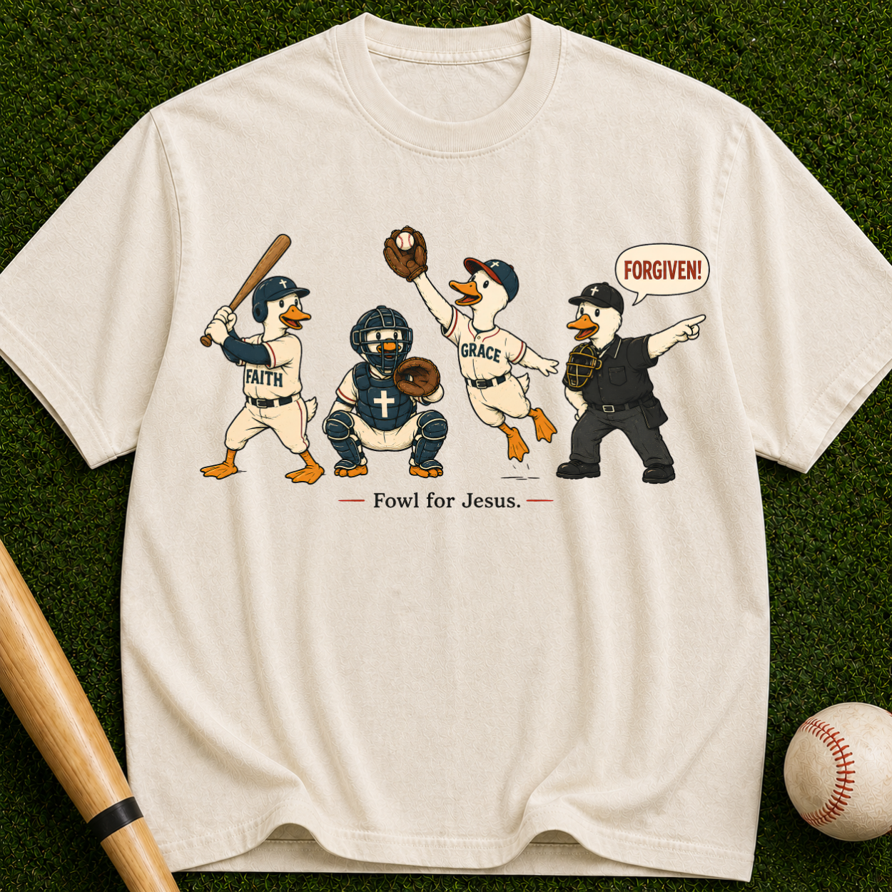 Baseball Players Vintage Graphic Tee — 'Proud for Jesus' Christian Sports Shirt