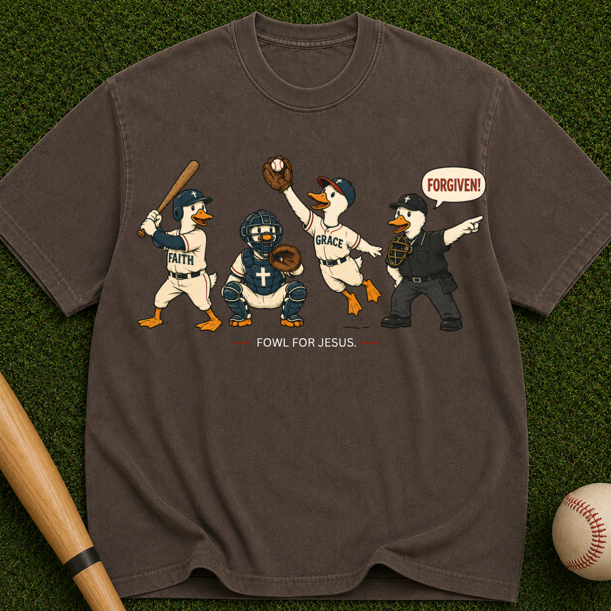Baseball Players Vintage Graphic Tee — 'Proud for Jesus' Christian Sports Shirt