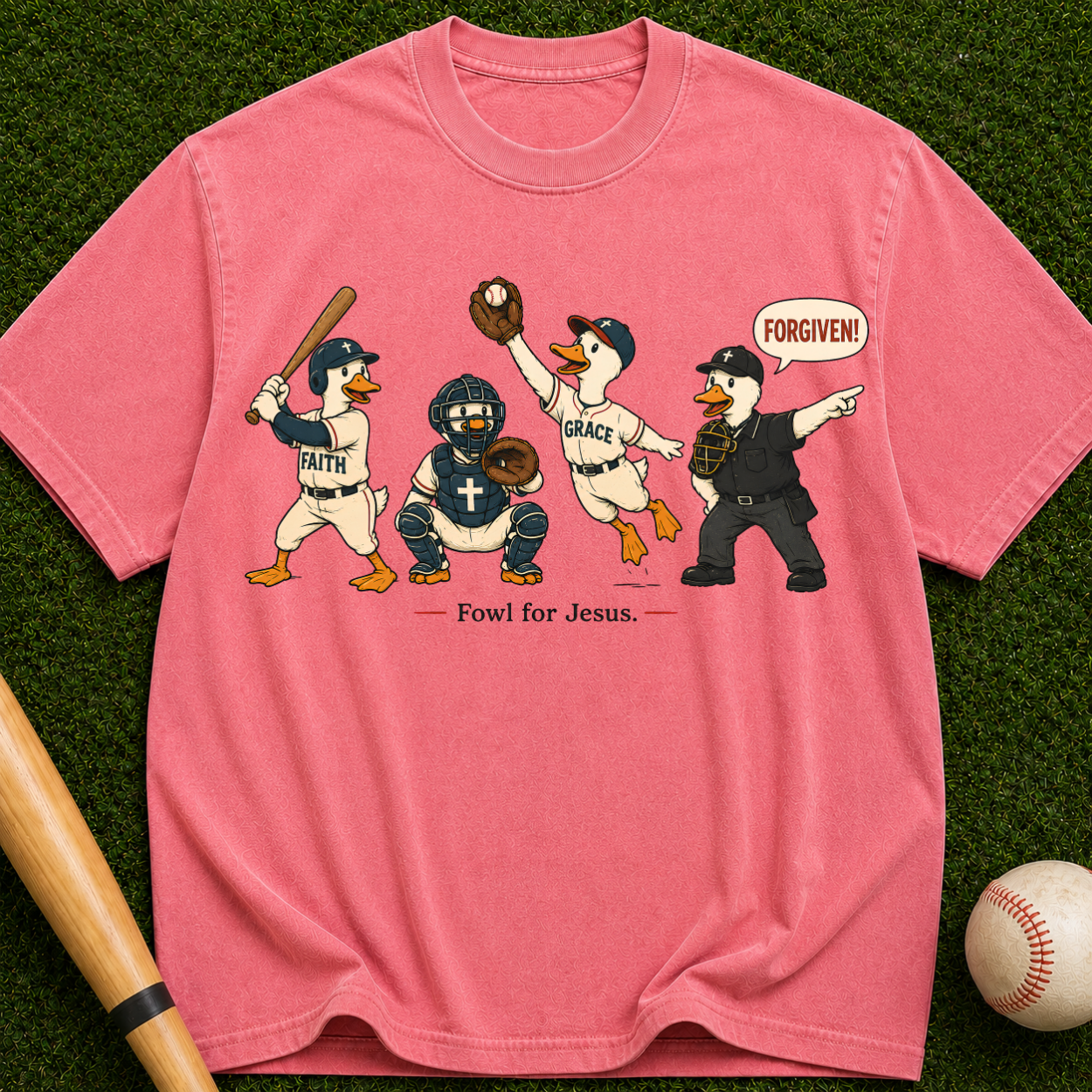 Baseball Players Vintage Graphic Tee — 'Proud for Jesus' Christian Sports Shirt