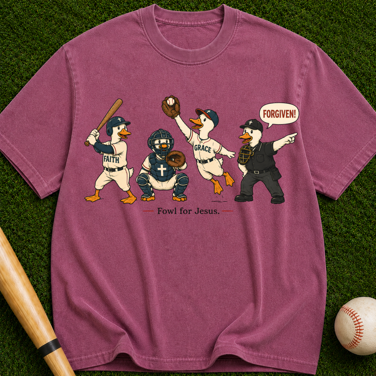 Baseball Players Vintage Graphic Tee — 'Proud for Jesus' Christian Sports Shirt