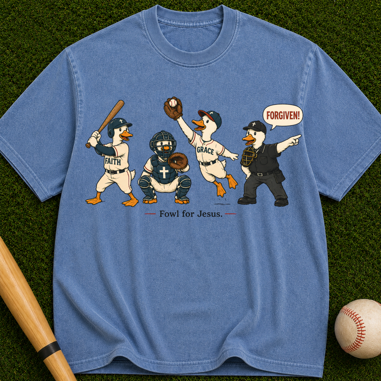 Baseball Players Vintage Graphic Tee — 'Proud for Jesus' Christian Sports Shirt