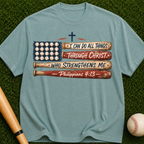Philippians 4:13 Baseball Flag T-Shirt — I Can Do All Things Christian Tee