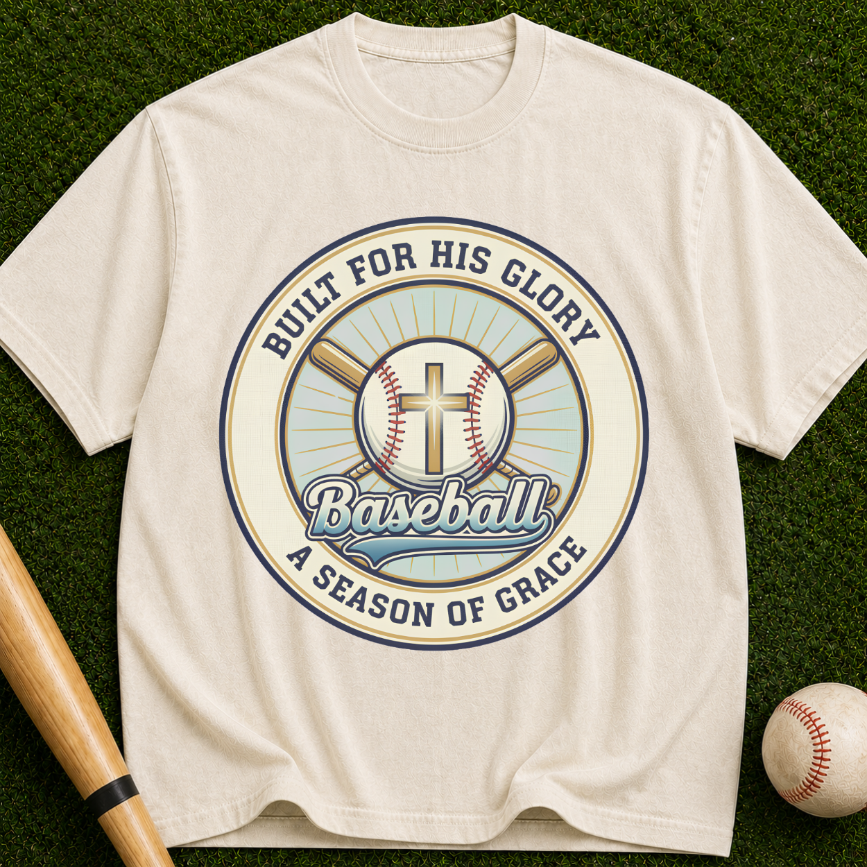 Built For His Glory Baseball "A Season of Grace" Christian Sports Tee