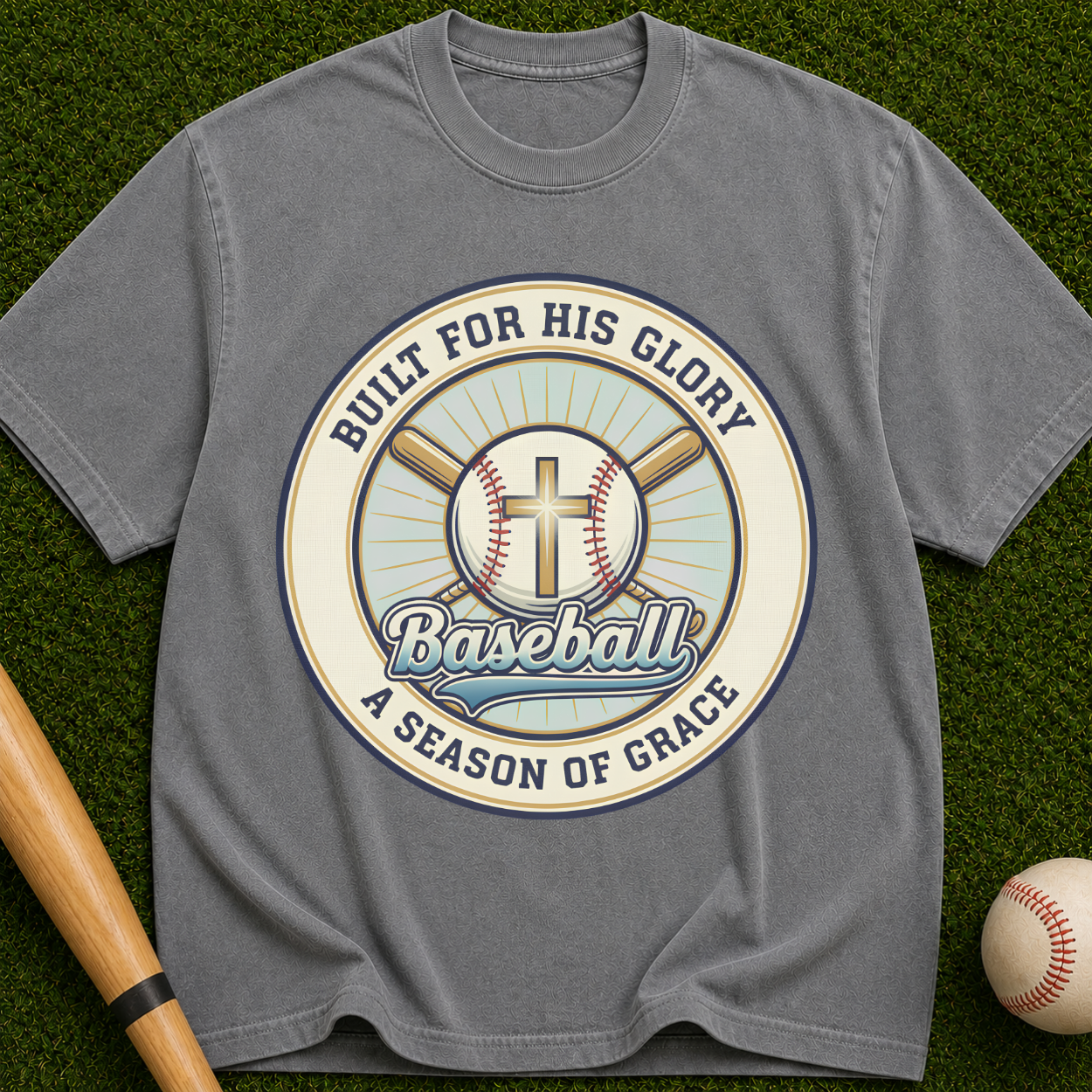 Built For His Glory Baseball "A Season of Grace" Christian Sports Tee