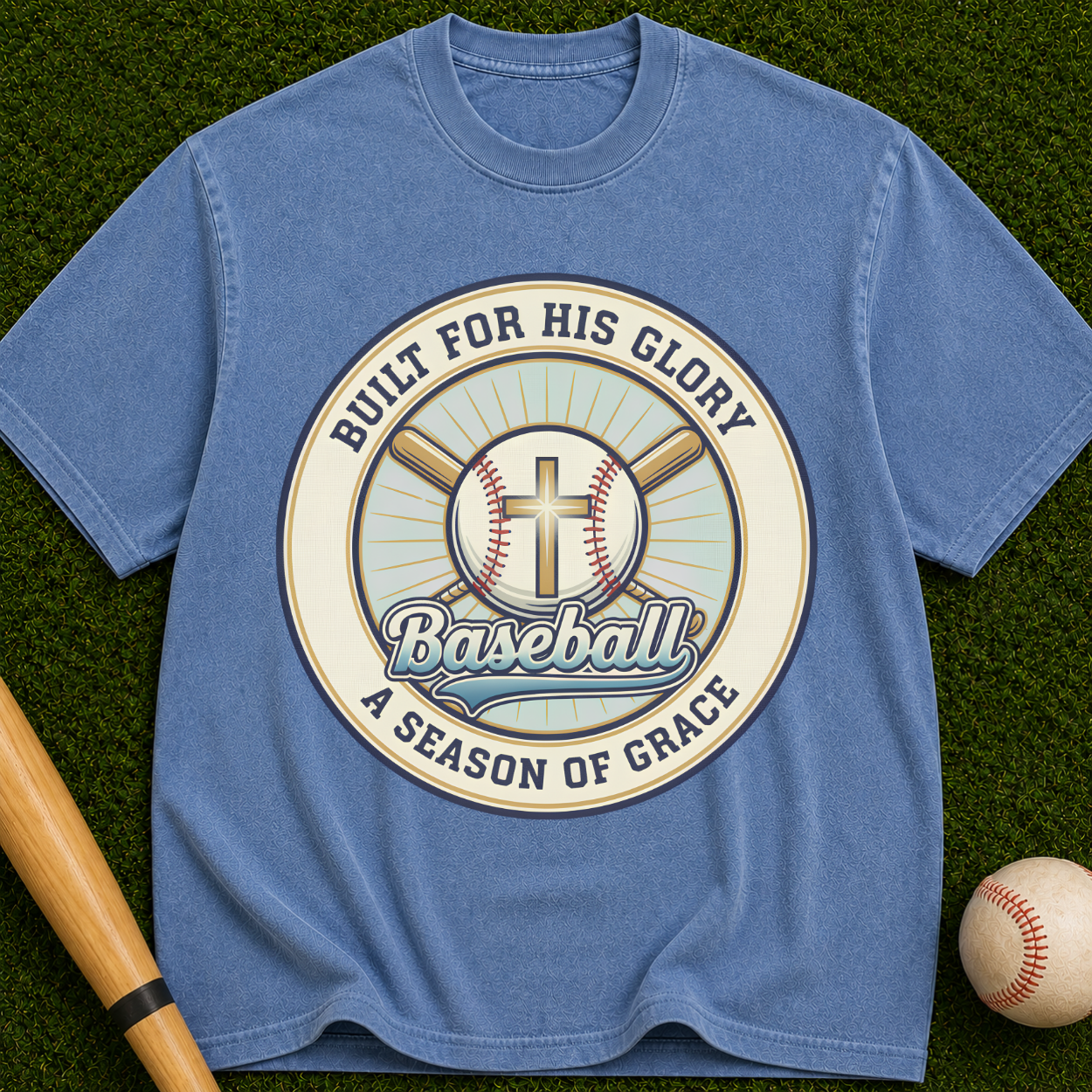 Built For His Glory Baseball "A Season of Grace" Christian Sports Tee