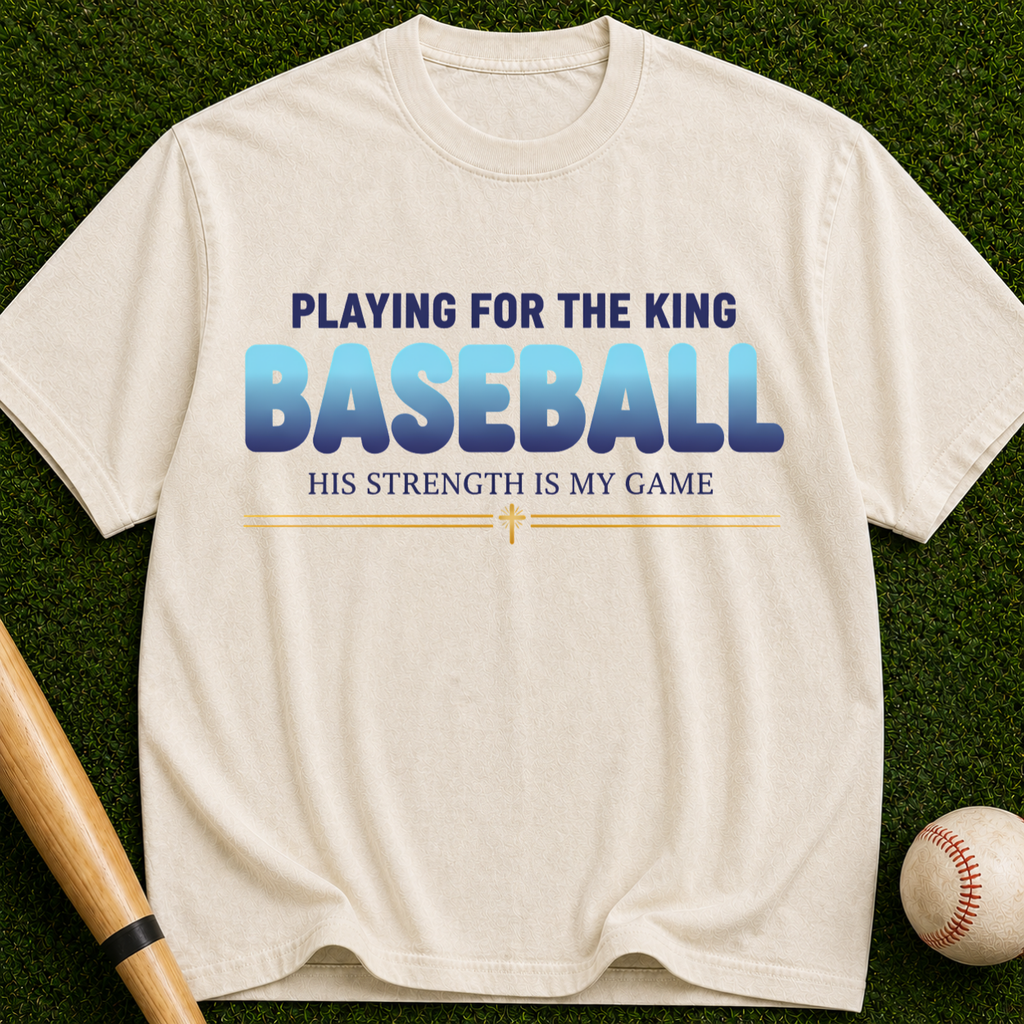 Playing for the King" Christian Baseball Tee