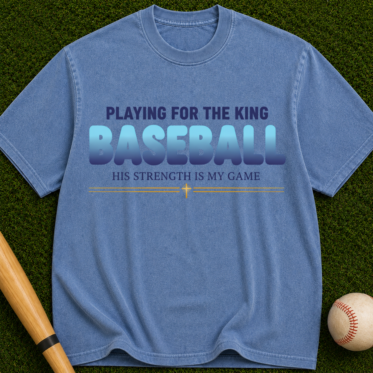 Playing for the King" Christian Baseball Tee