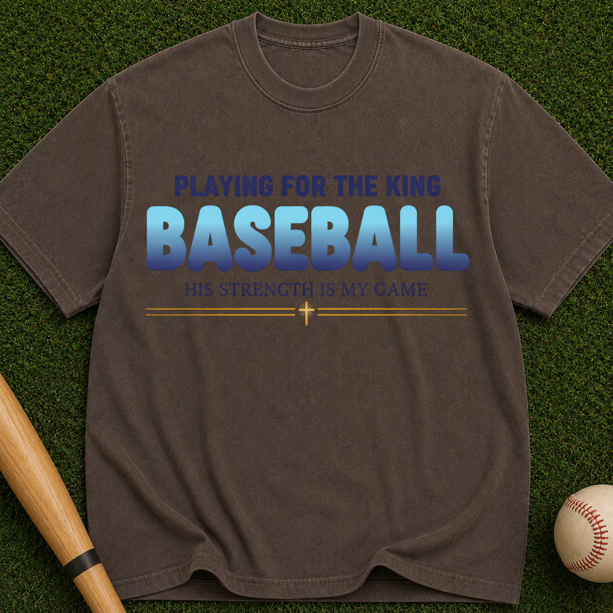 Playing for the King" Christian Baseball Tee