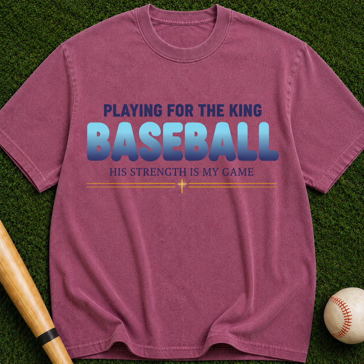 Playing for the King" Christian Baseball Tee