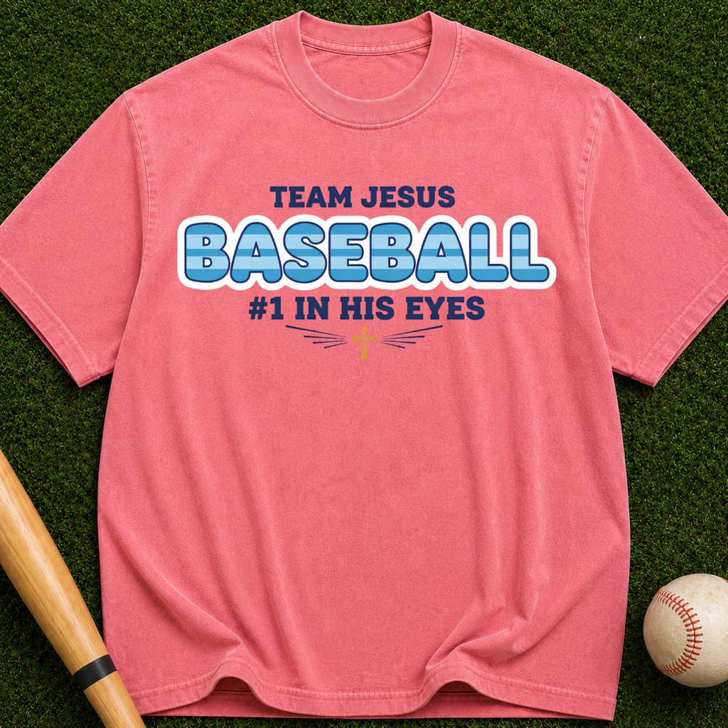 Team Jesus Baseball  #1 In His Eyes” Christian Faith Tee