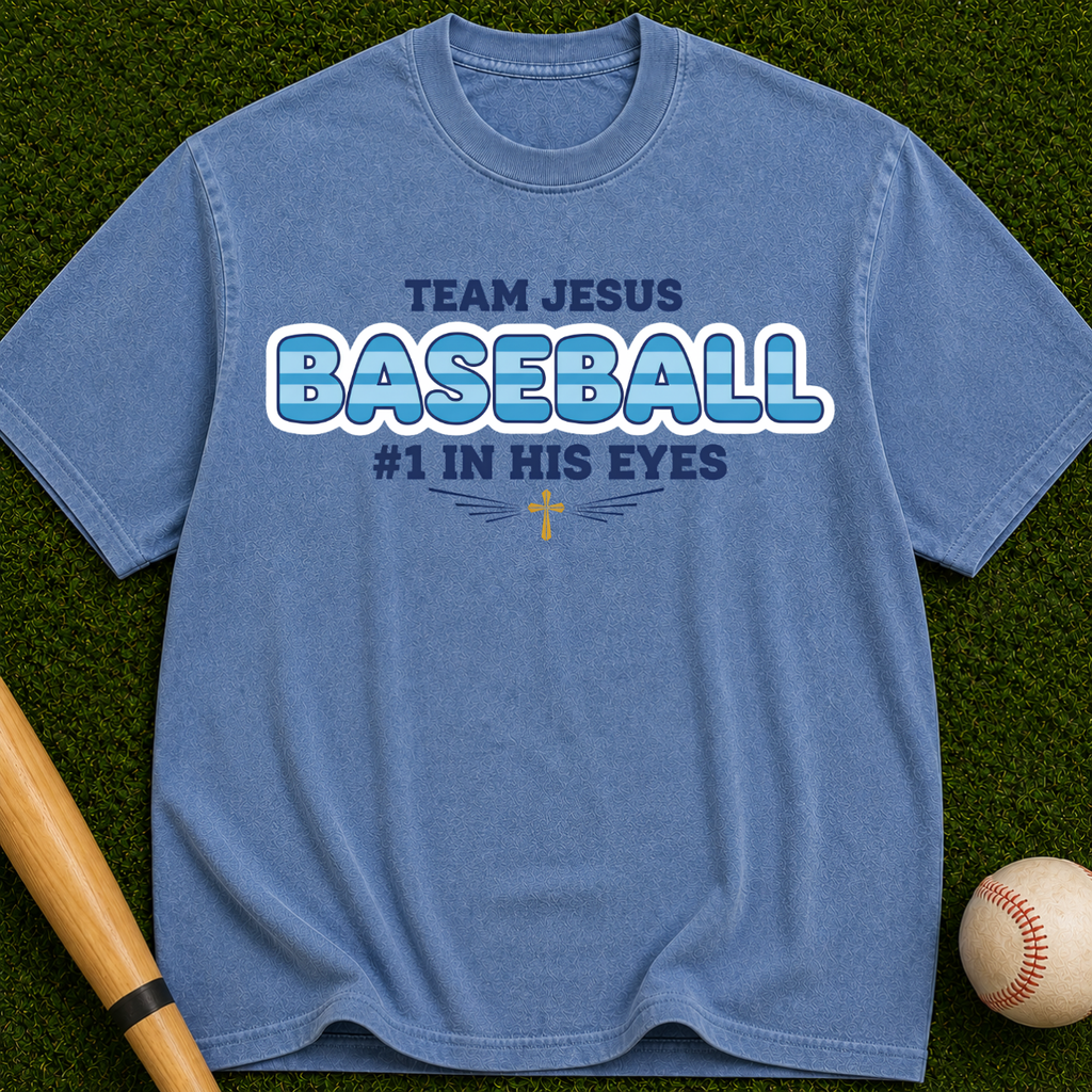 Team Jesus Baseball  #1 In His Eyes” Christian Faith Tee