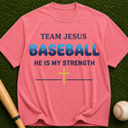 Team Jesus Baseball T-Shirt — He Is My Strength Christian Sports Tee
