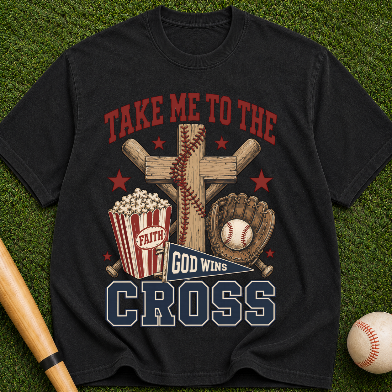 Take Me to the Cross T-Shirt — Christian Faith Baseball Design