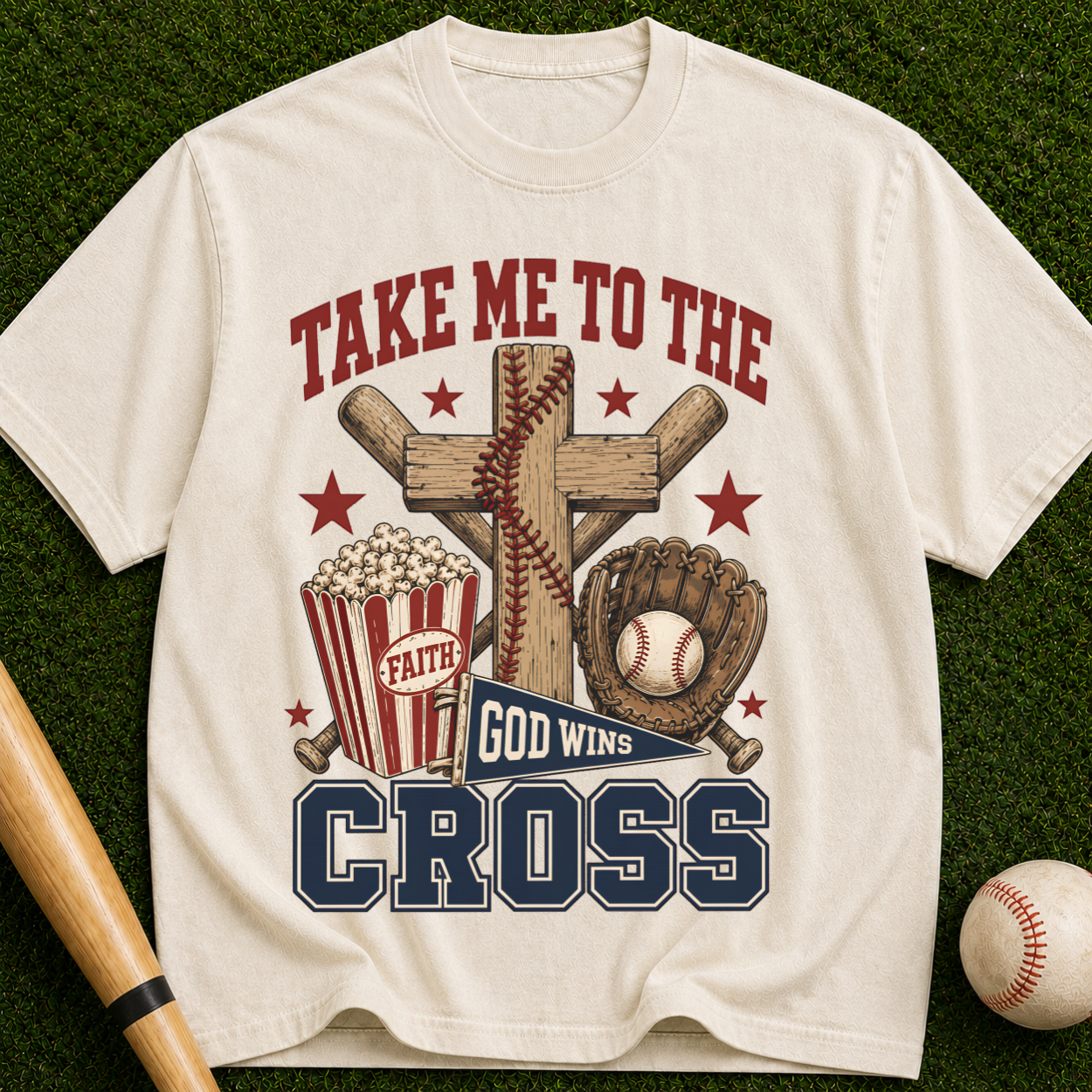 Take Me to the Cross T-Shirt — Christian Faith Baseball Design
