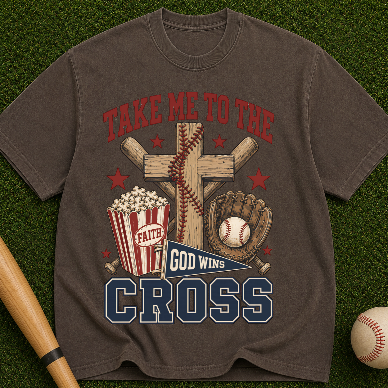 Take Me to the Cross T-Shirt — Christian Faith Baseball Design