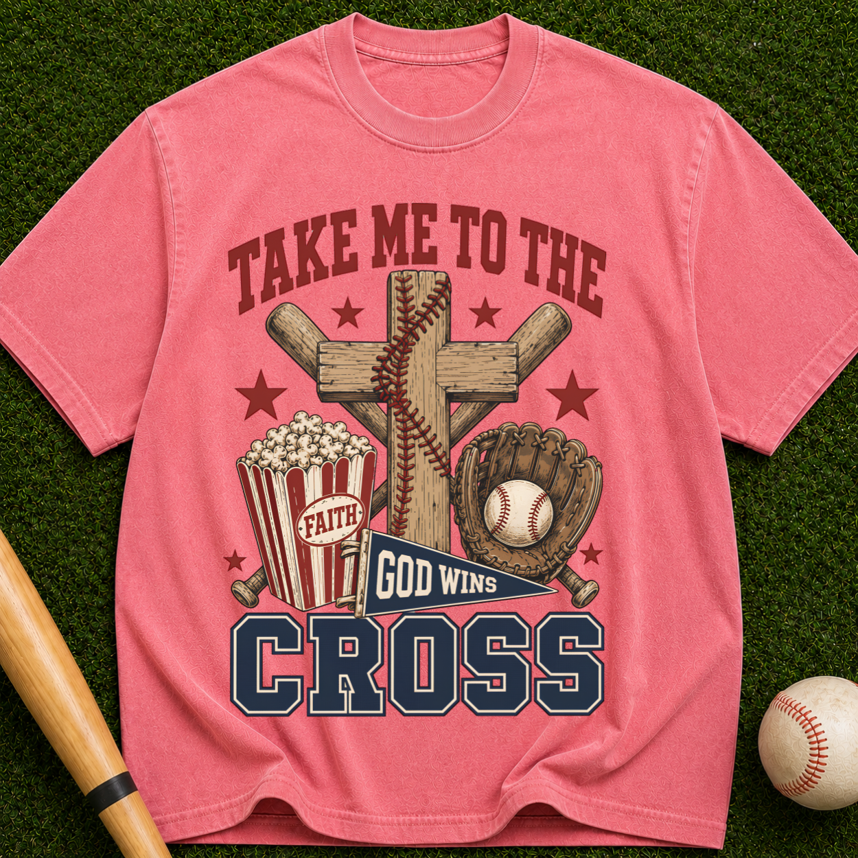 Take Me to the Cross T-Shirt — Christian Faith Baseball Design