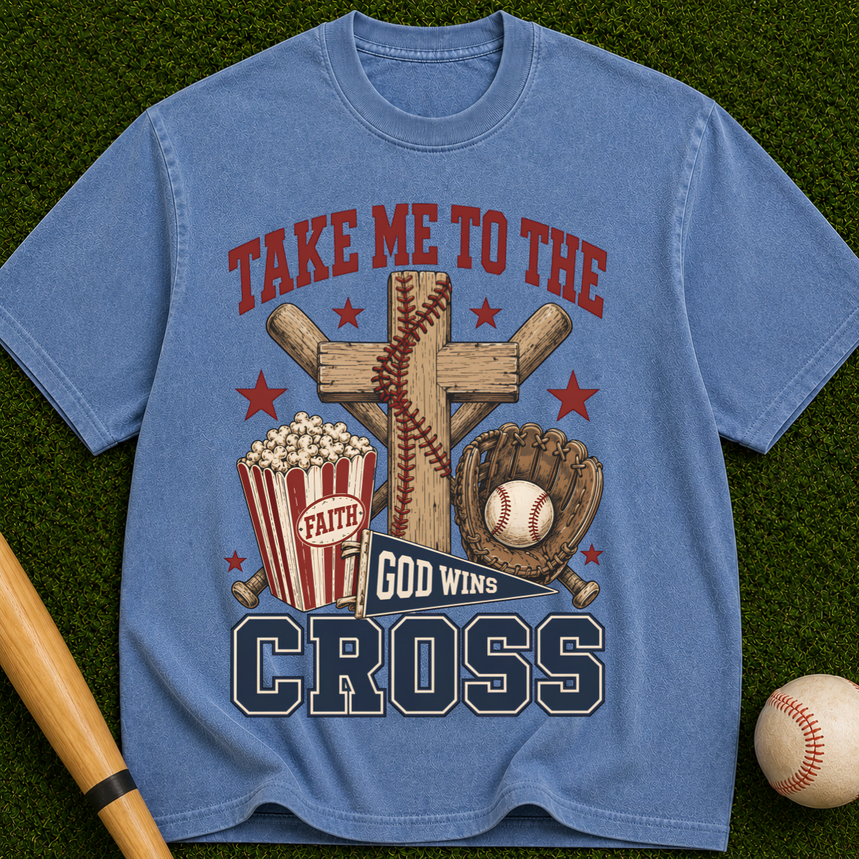 Take Me to the Cross T-Shirt — Christian Faith Baseball Design